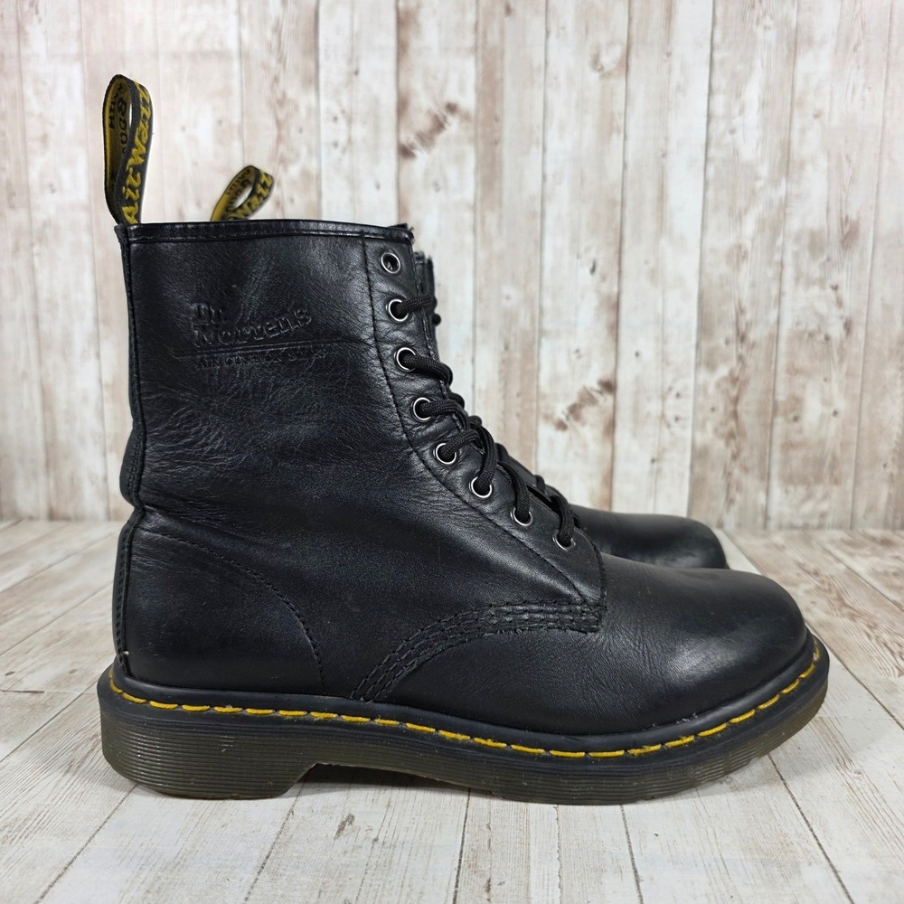 Dr. Martens 1460‎ Pascal Black Virginia Leather 8-Eye Combat Boots Womens 9